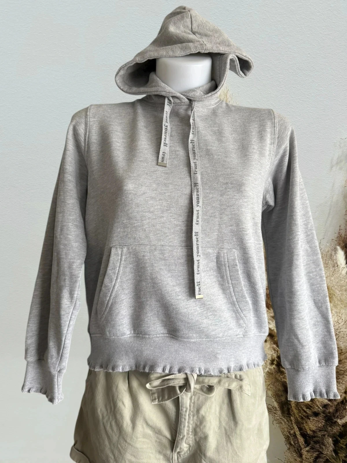 Joli sweat hoodie à capuche femme gris clair T36/S